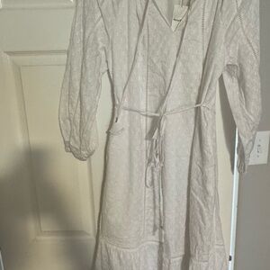 Tommy Bahama White Eyelet V-Neck Dress